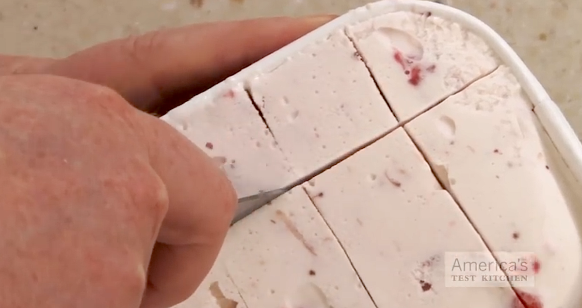 She Sticks A Knife Into Ice Cream, And I Love The Reason Why! So Cool!