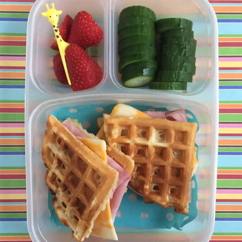 Ham And Swiss Waffles Toddler Lunch