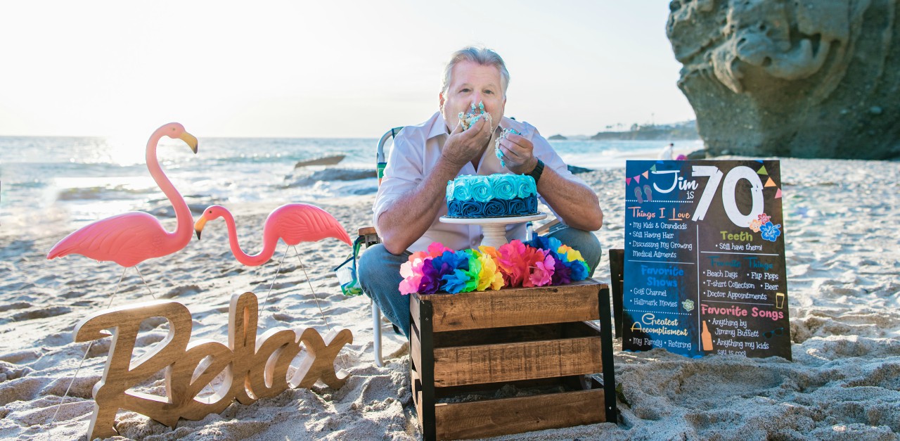 Dad Celebrates 70th Birthday With A Cake Smash Shoot Littlethings Com