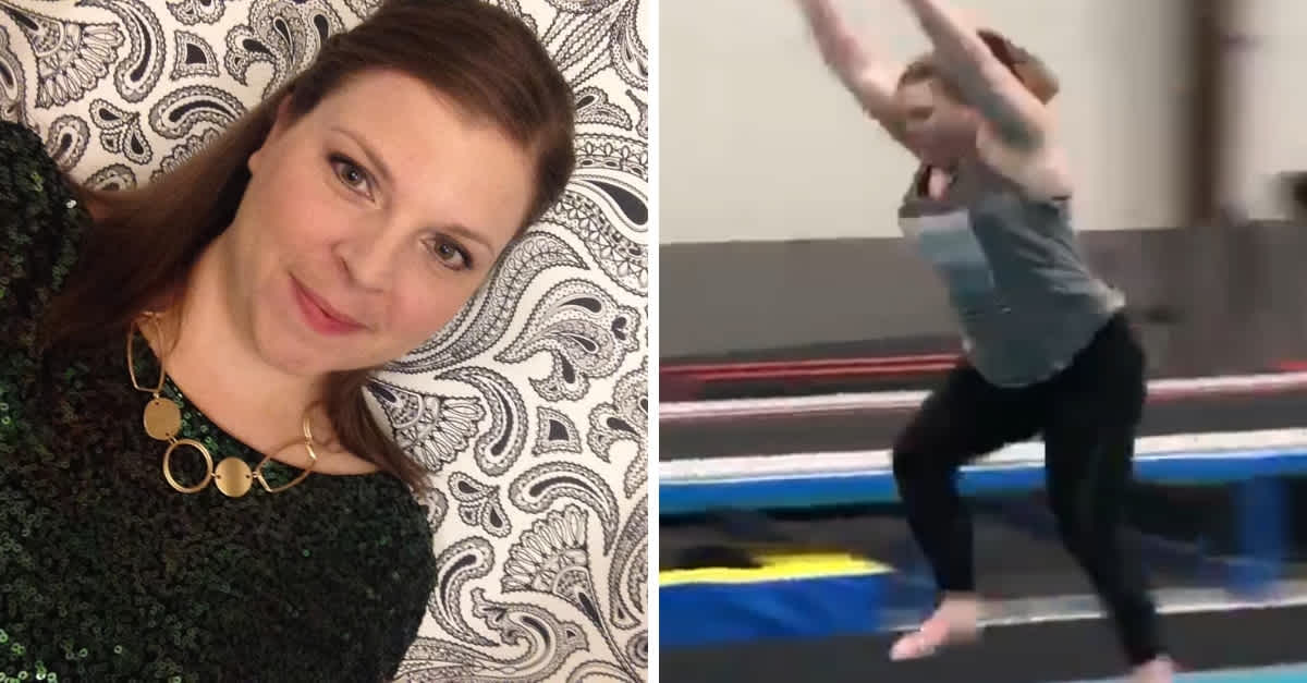 Gymnastics Mom Performs Stunts She Was Afraid Of Trying As A Teen