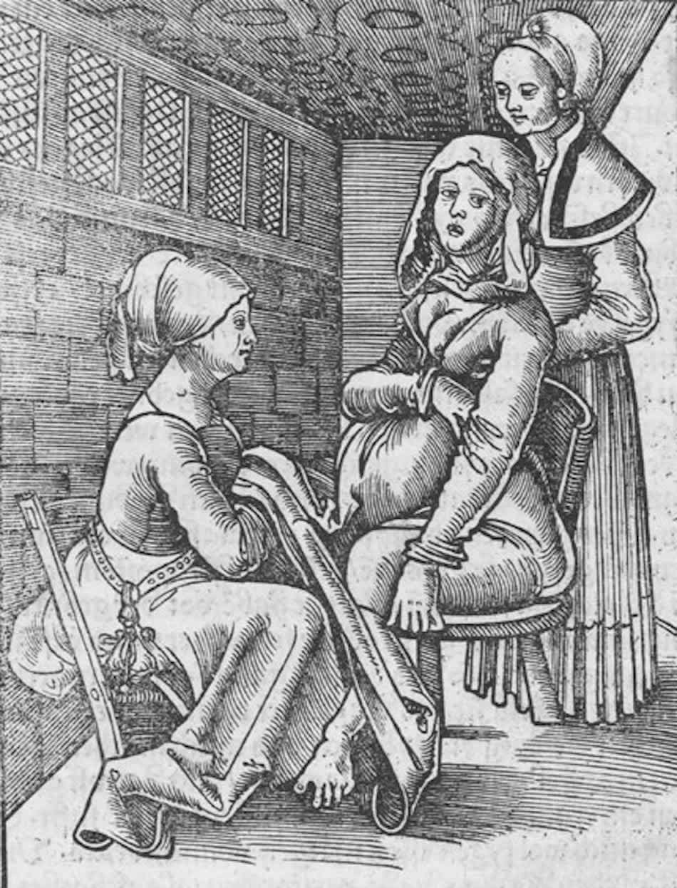 middle ages midwife delivering baby