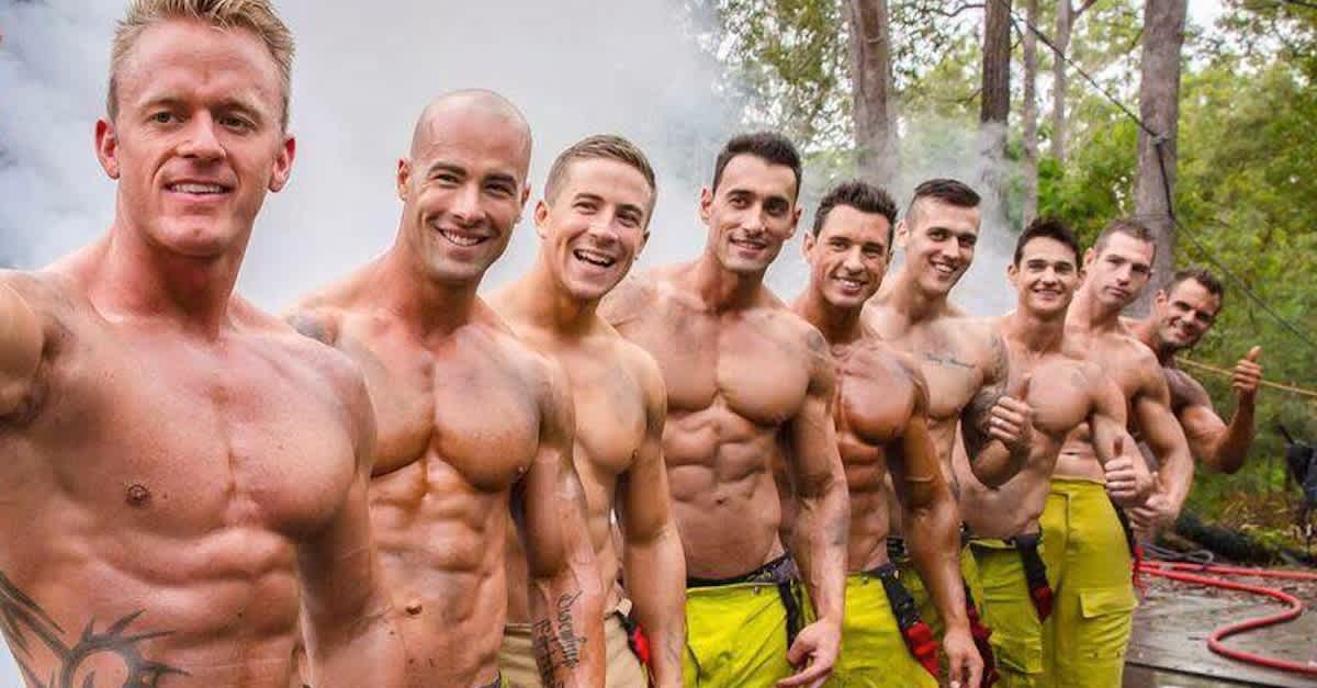 Big Strong Firemen Line Up To Take A Photo, Now Look What's In Their