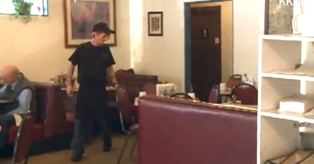 Busboy Races Busboy Clears Diner Booth, But Stops After He Sees THIS. When He Takes ...
