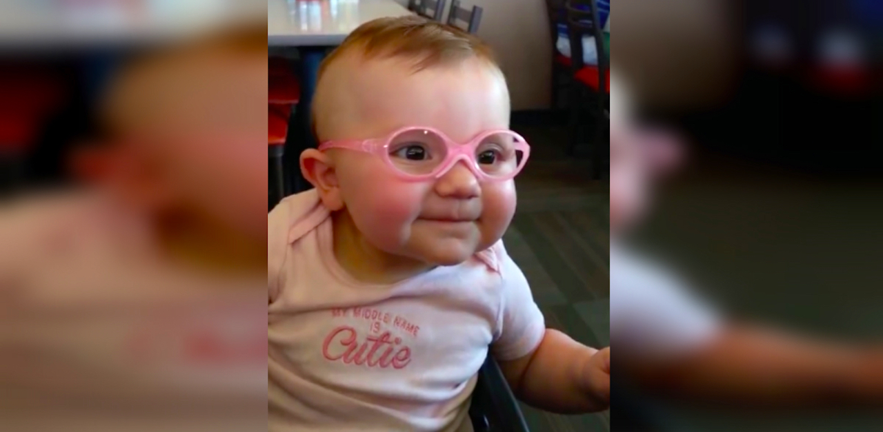 Mom Puts Glasses On Her Baby. Watch Her Face As She Sees Her Dad For