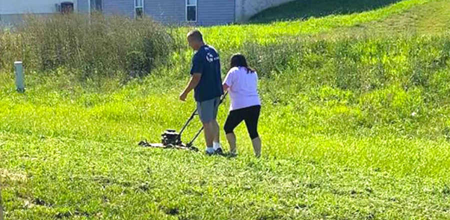Wife Takes Over The Mowing The Lawn From Sick Husband 8846