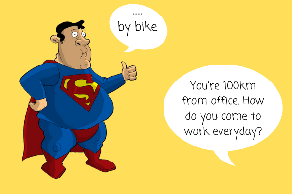 superman goes to work by bike
