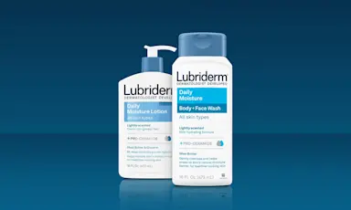 The Lubriderm® duo! daily moisture lotion and body face wash