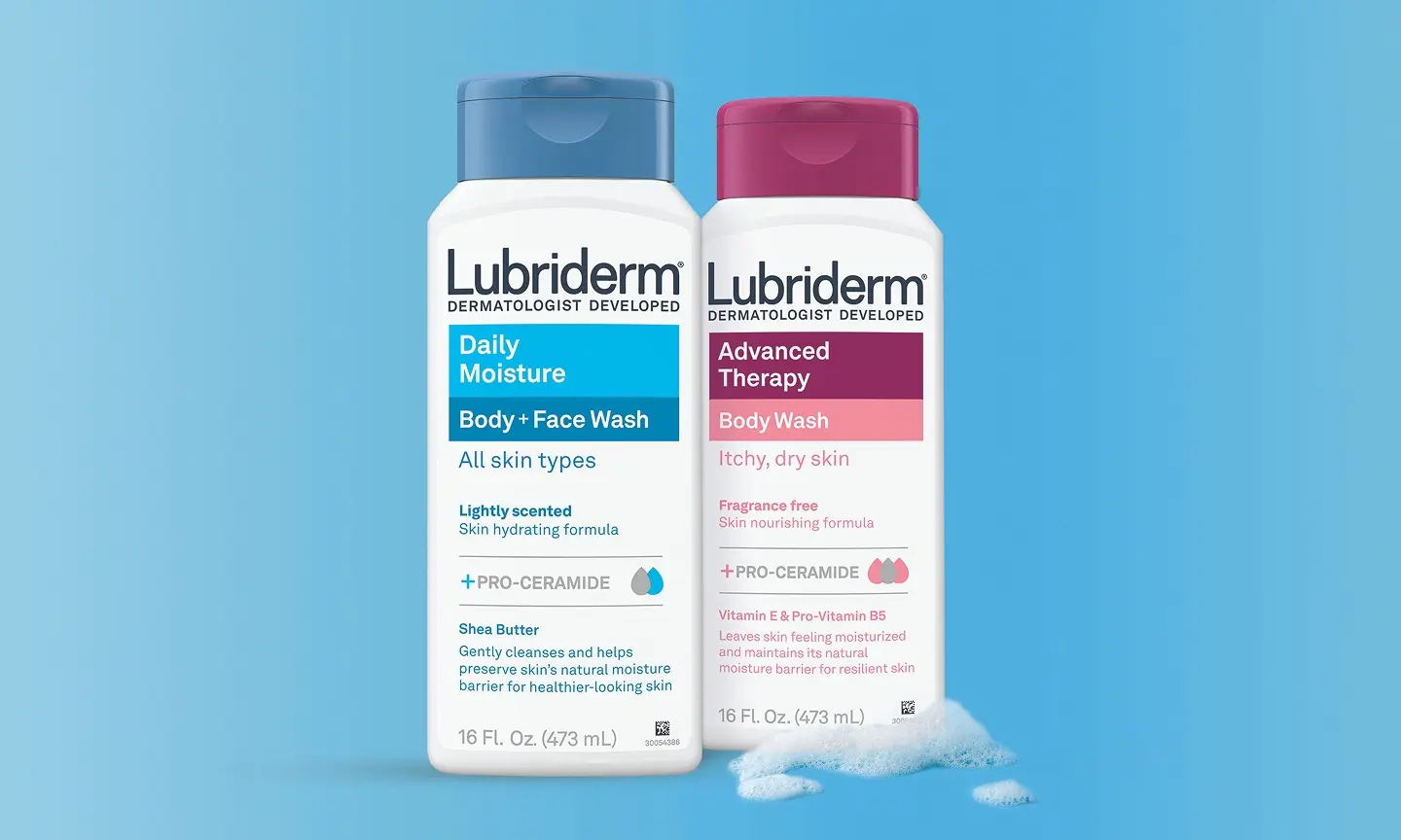 The Lubriderm® duo! Body & Face wash products