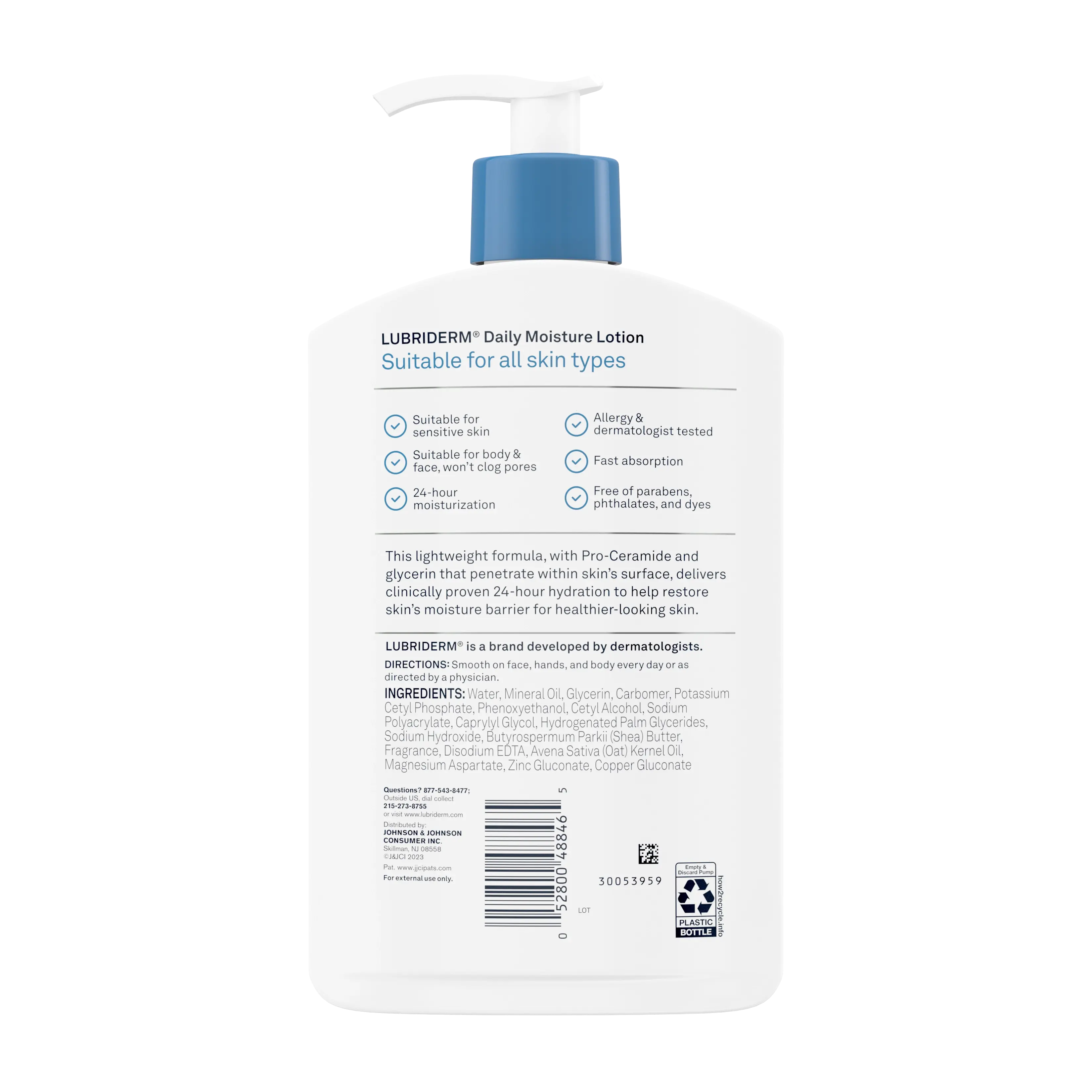  Back pack shot of Lubriderm® Daily Moisture Lotion 16oz