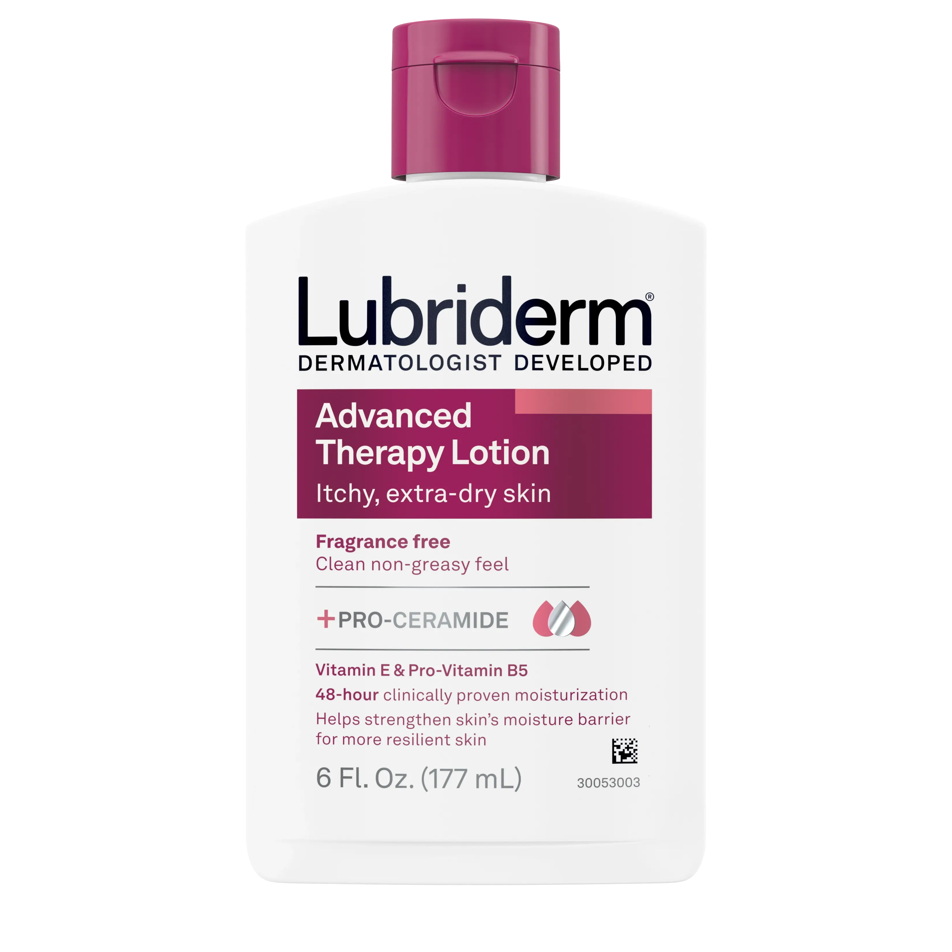 Front Pack shot of Lubriderm® Advanced Therapy Lotion Fragrance-Free 6 oz