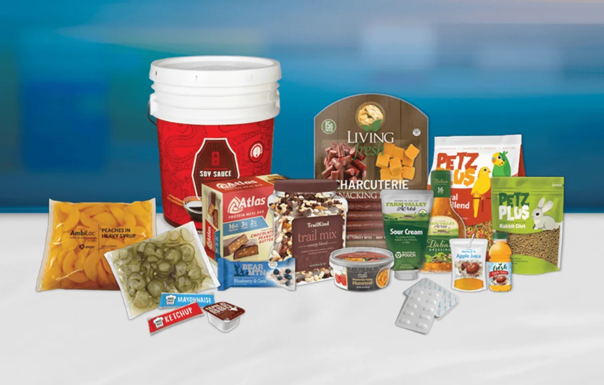 Food packaging products with soy sauce cup and various food containers