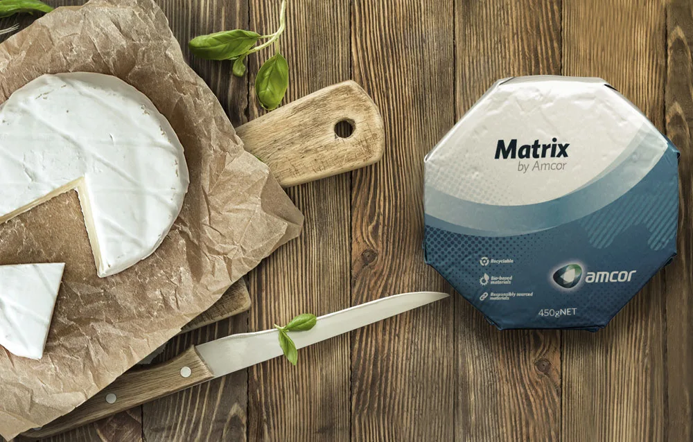 Matrix paper-based recyclable cheese packaging