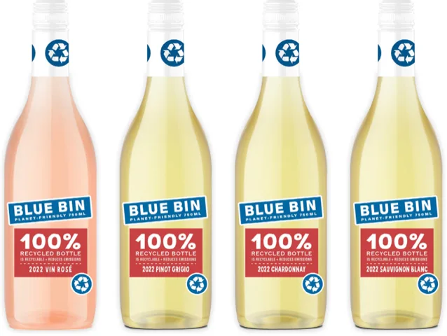 Ron Rubin Blue Bin bottled in Amcor's 100% recycled PET bottle