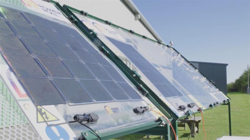 Close-up view of solar panels