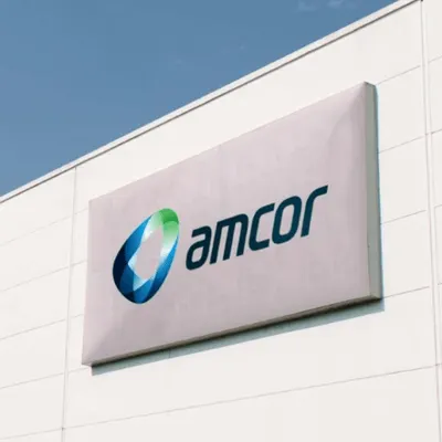 Amcor logo on building exterior