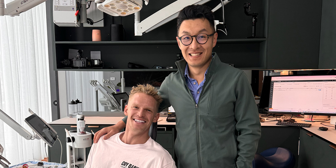 Dr Tom Shao with a dental patient at Vogue Dental Studios
