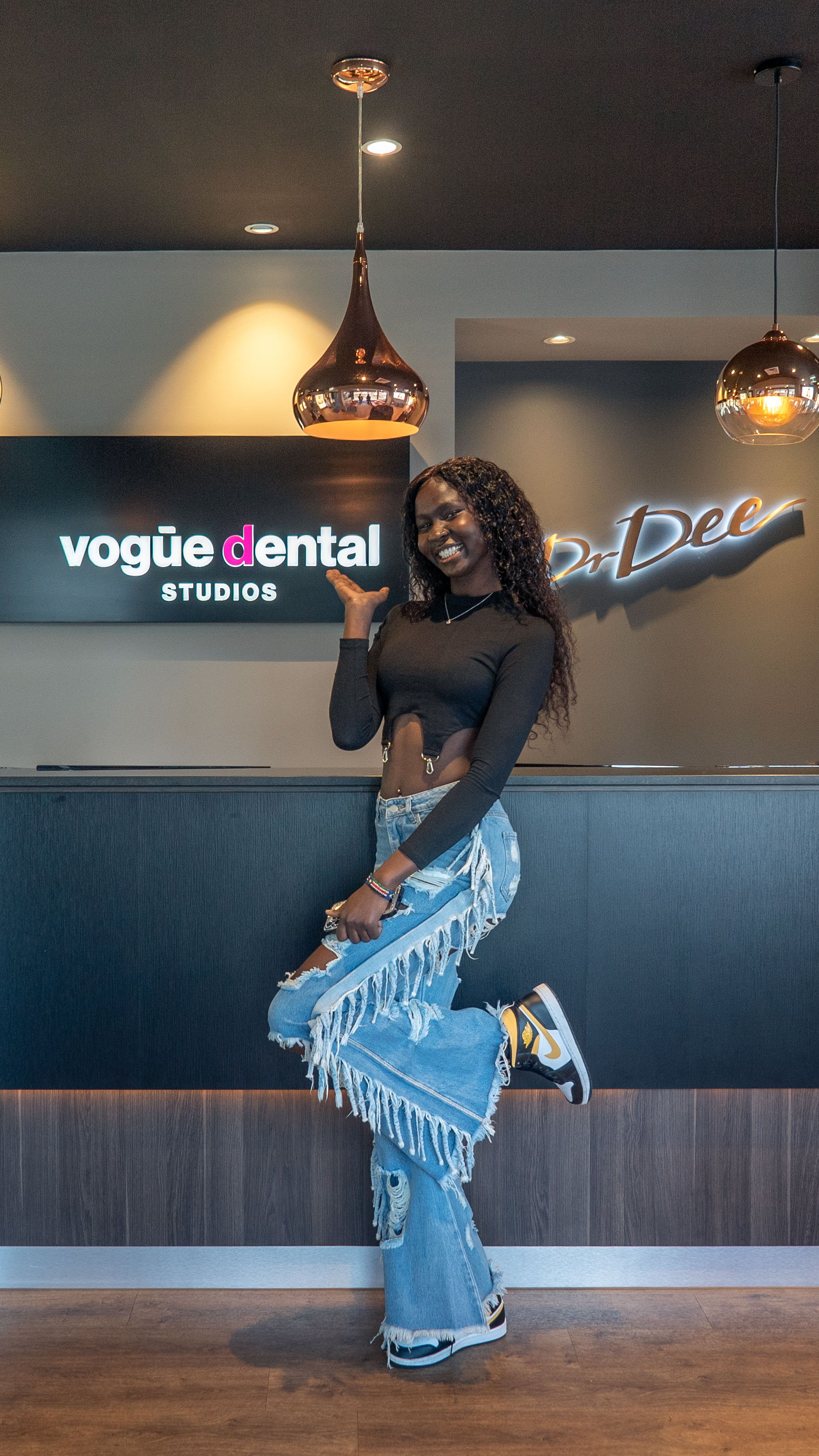 Omalo Australia's Top Model winner at Vogue Dental Studios