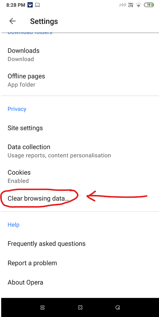 Clear Browsing Data Android