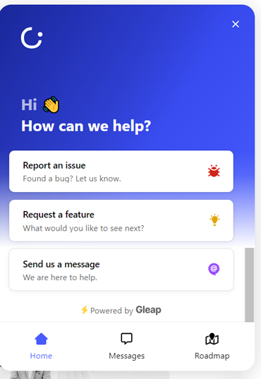 Gleap message window