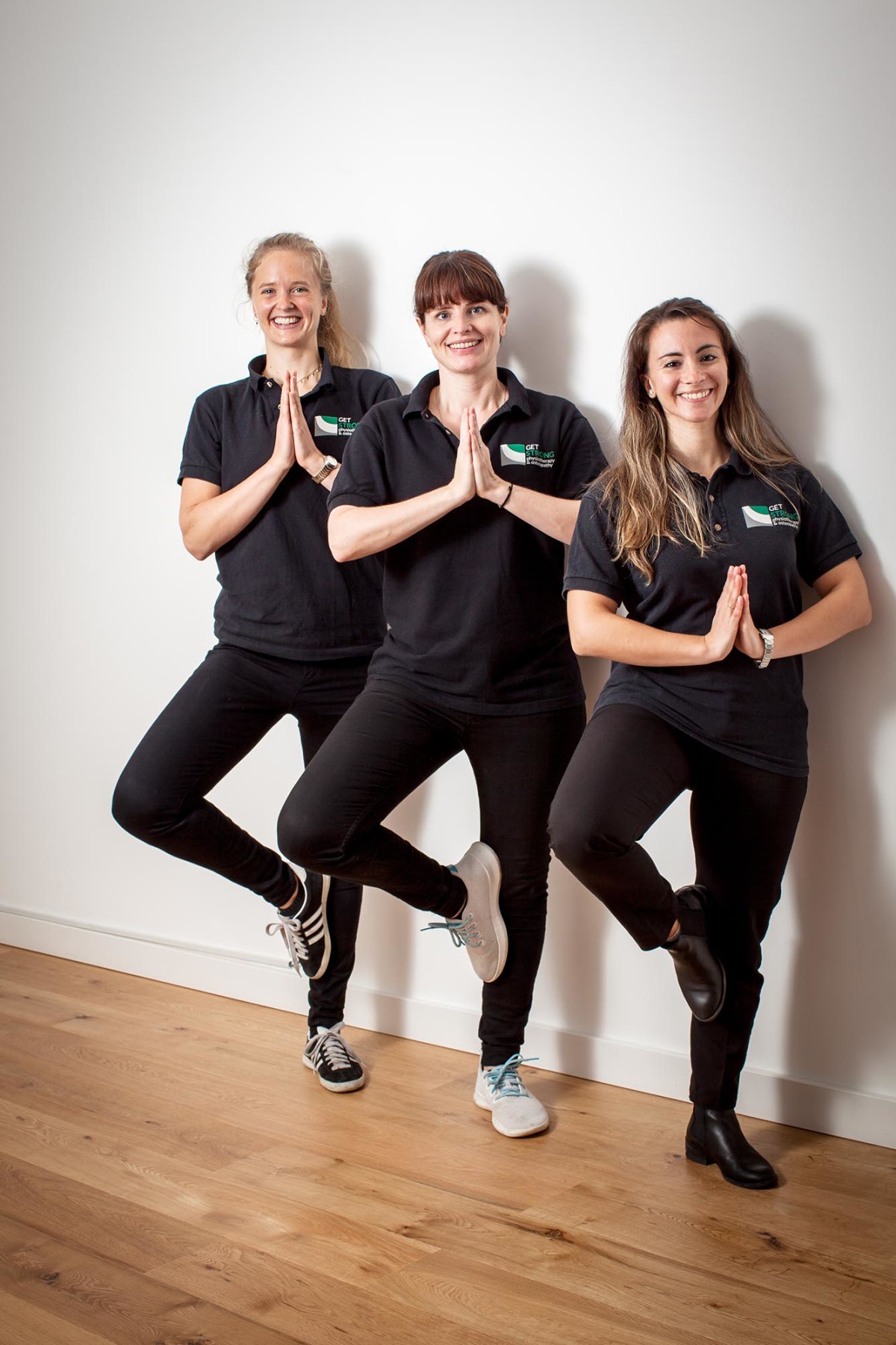 Behind the scenes photo shoot, the team at Get Strong physiotherapy & osteopathy