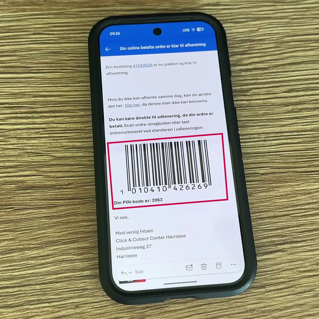 bList - Click&Collect - Betalt online - Stregkode fra mail Img