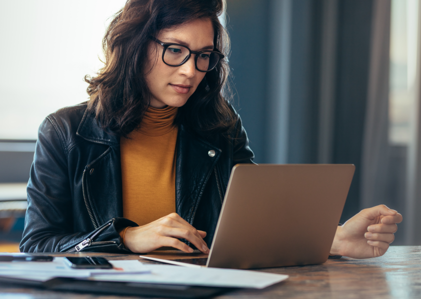 Woman working on her laptop 