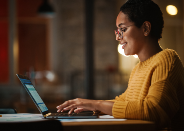 Young woman working on a laptop