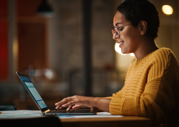 Young woman working on a laptop