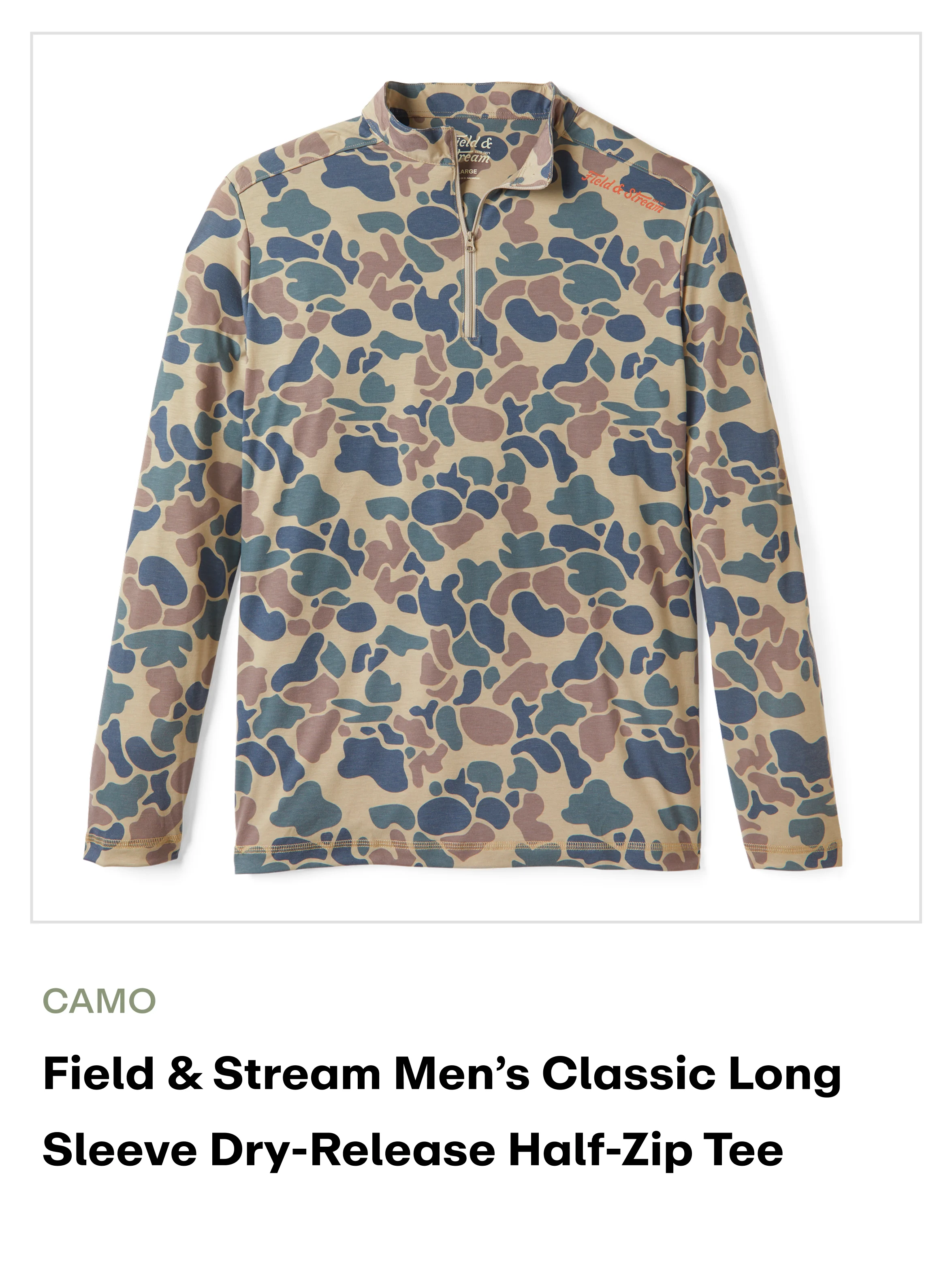  Performance Fishing - 1/4 zip Dry Release Long Sleeve Top - Camo