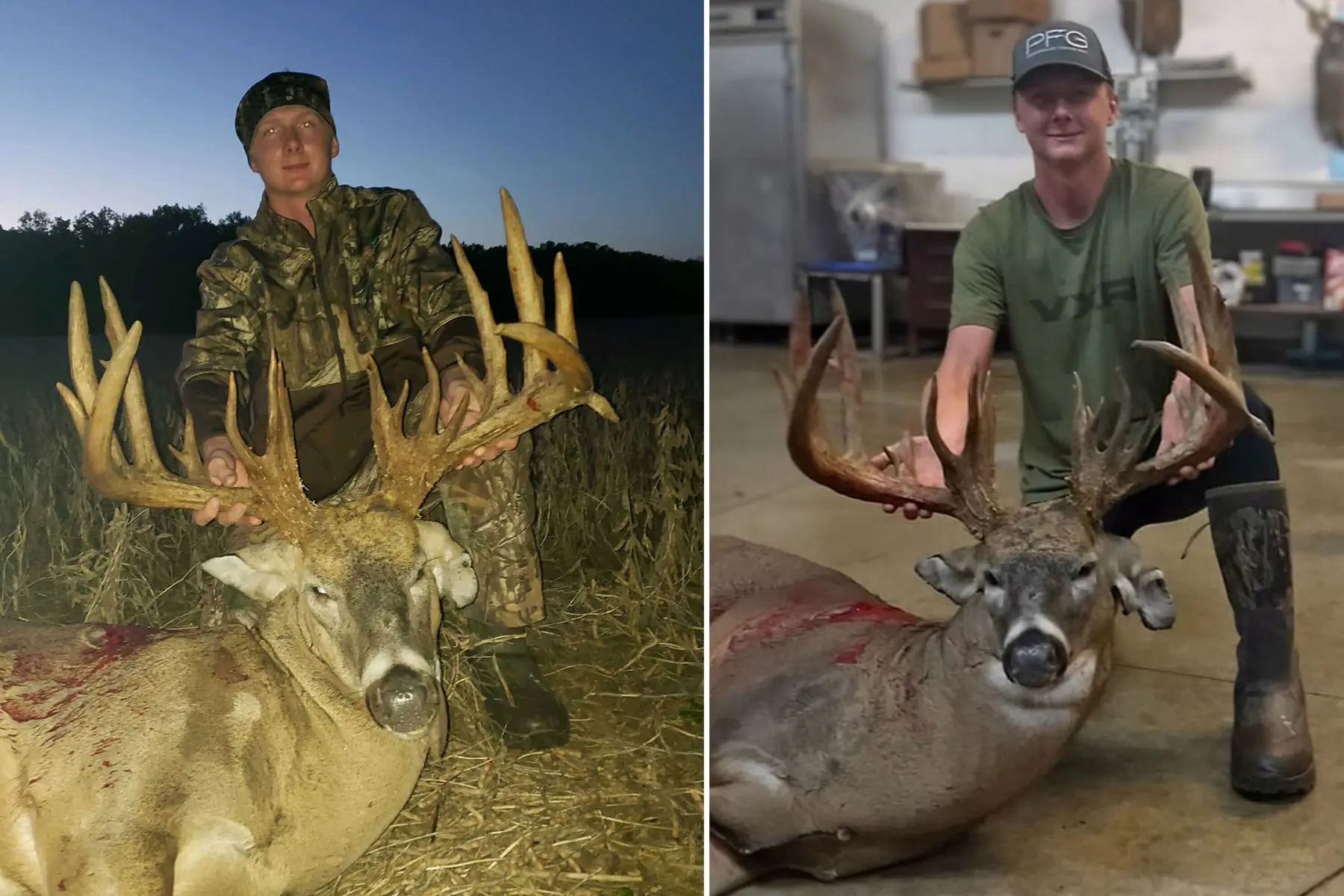 A hunter poses with a trophy whitetail taken in Ohio. 