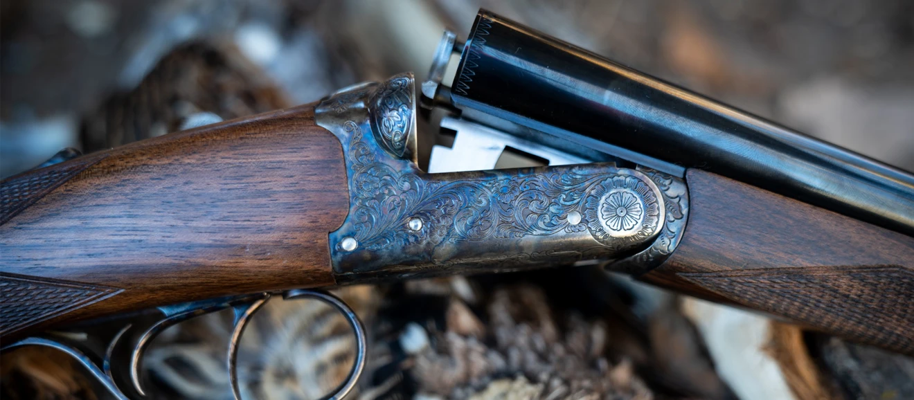 The Upland Gun Company's Zeus side-by-side shotgun.