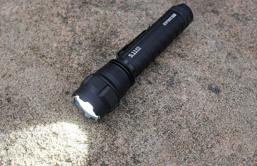 5.11 Tactical Response XR1T flashlight on ground during testing