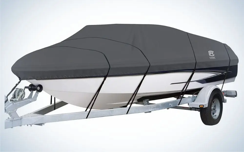 Classic Accessories StormPro Boat Cover is the best boat cover for outdoor storage.