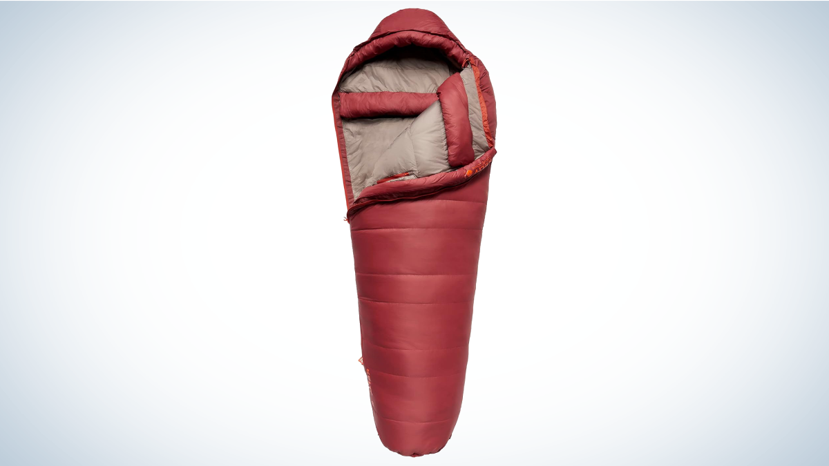 Kelty Cosmic Down 0 Sleeping Bag on gray and white background