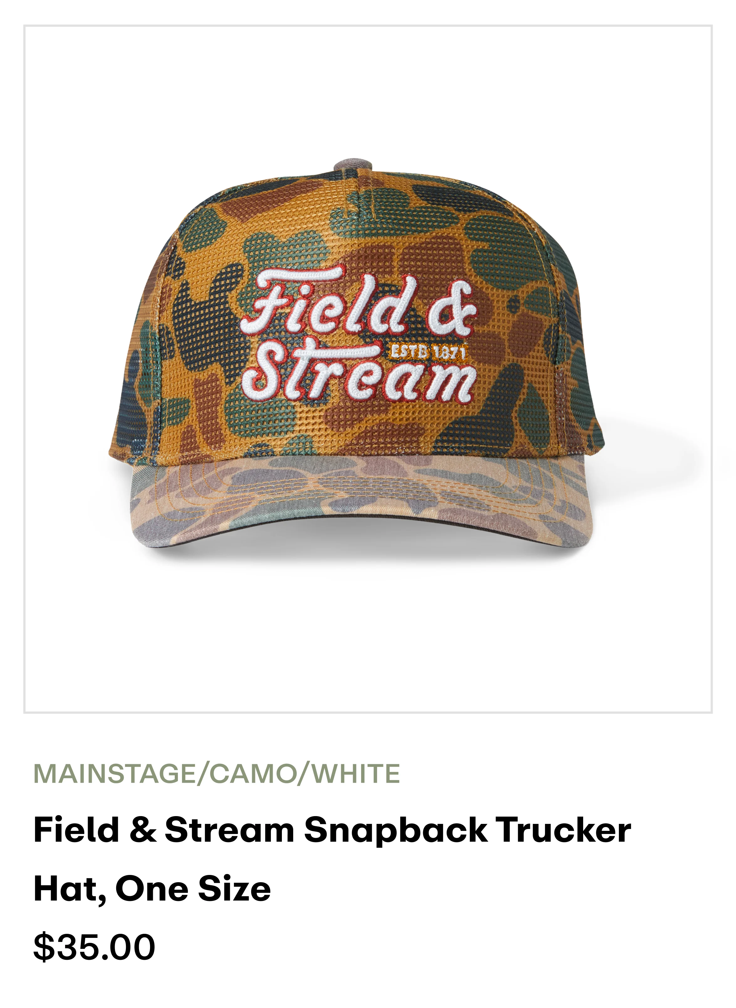 Amazon - Snapback Trucker Hats - MAINSTAGE/camo/white