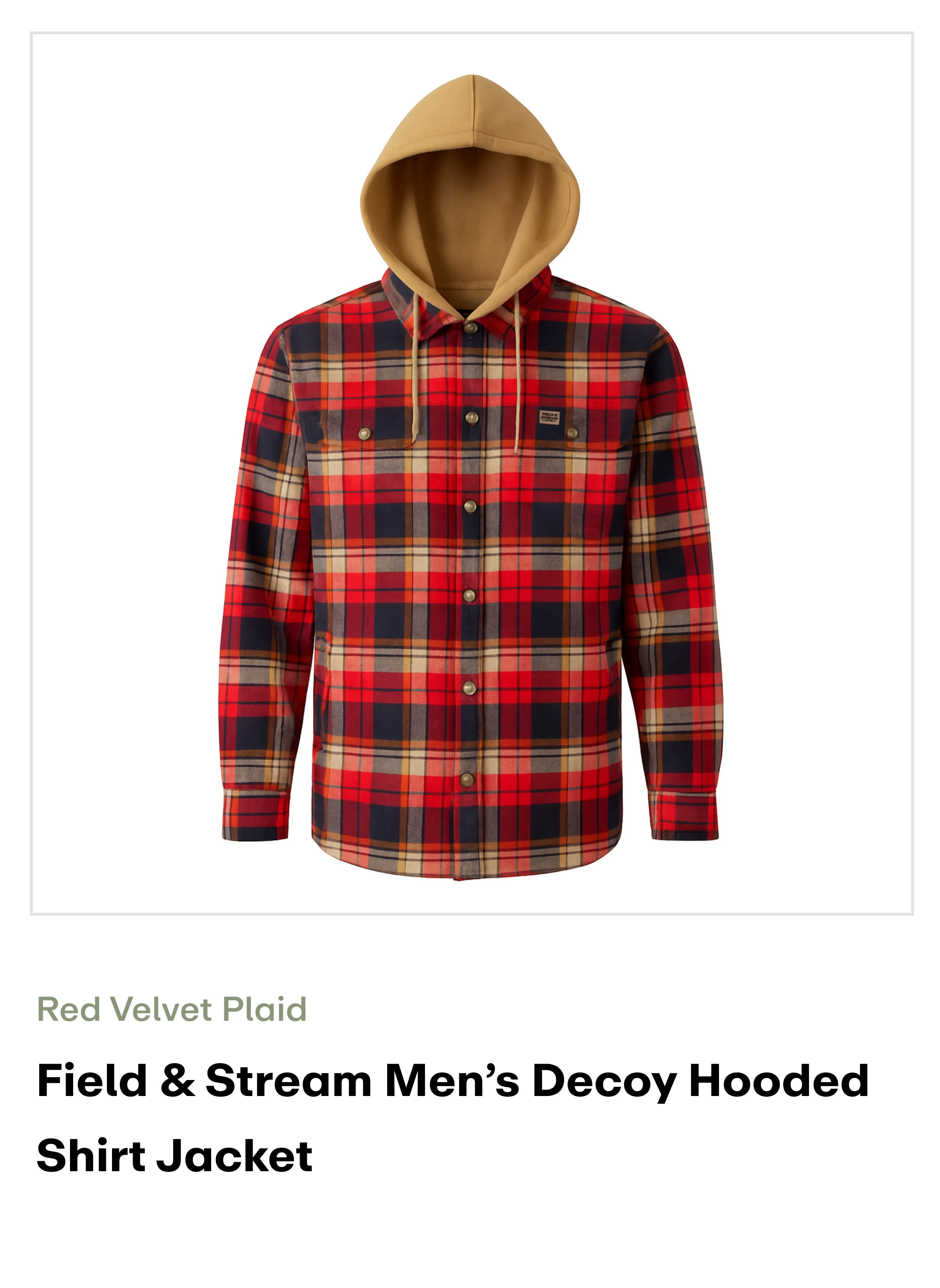 amazon-decoy Hooded shirt Jacket-Red Velvet Plaid