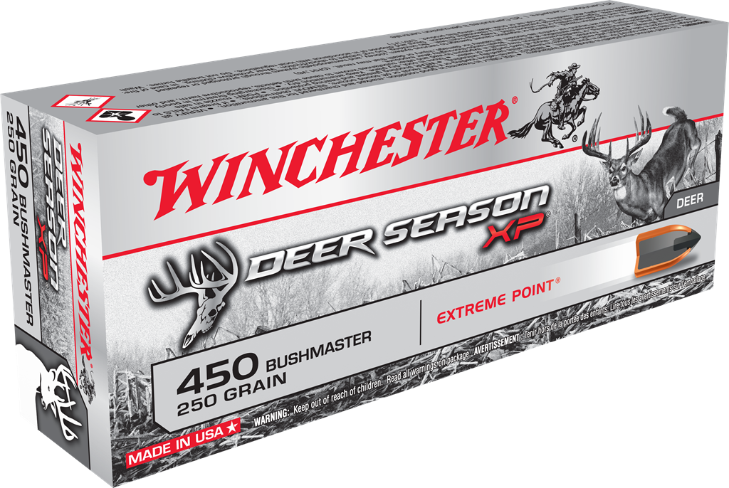 box of winchester deer hunting ammo in 450 bushmaster