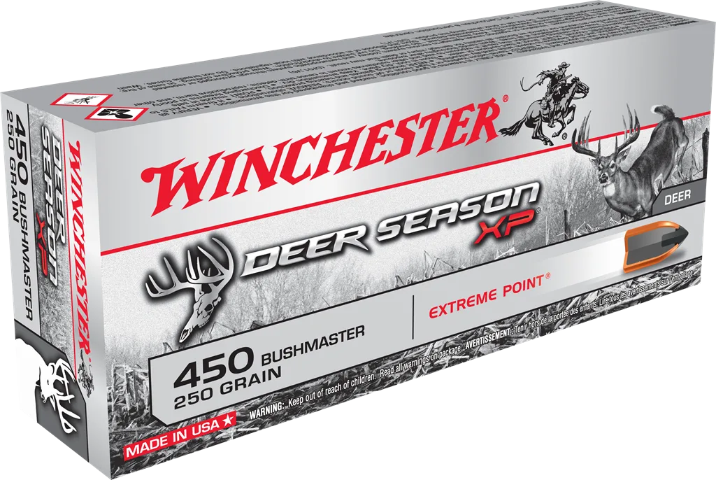 box of winchester deer hunting ammo in 450 bushmaster