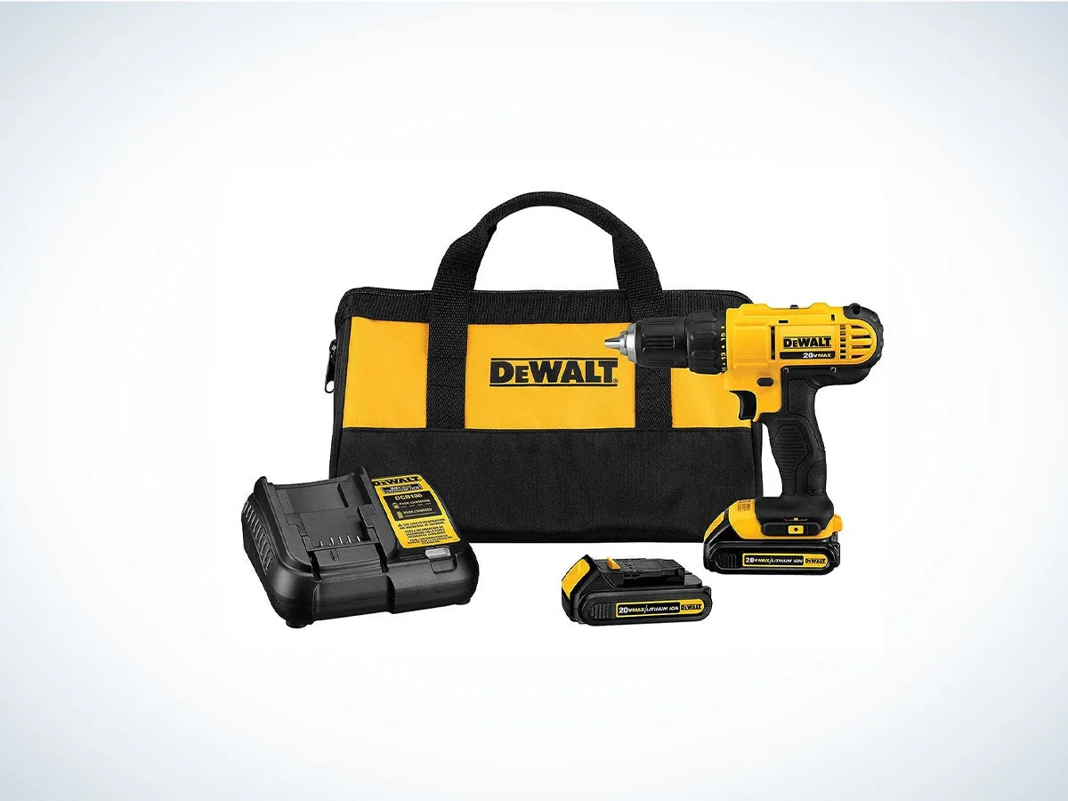 DeWalt's popular cordless drill kit with bag, chrager and battery packs