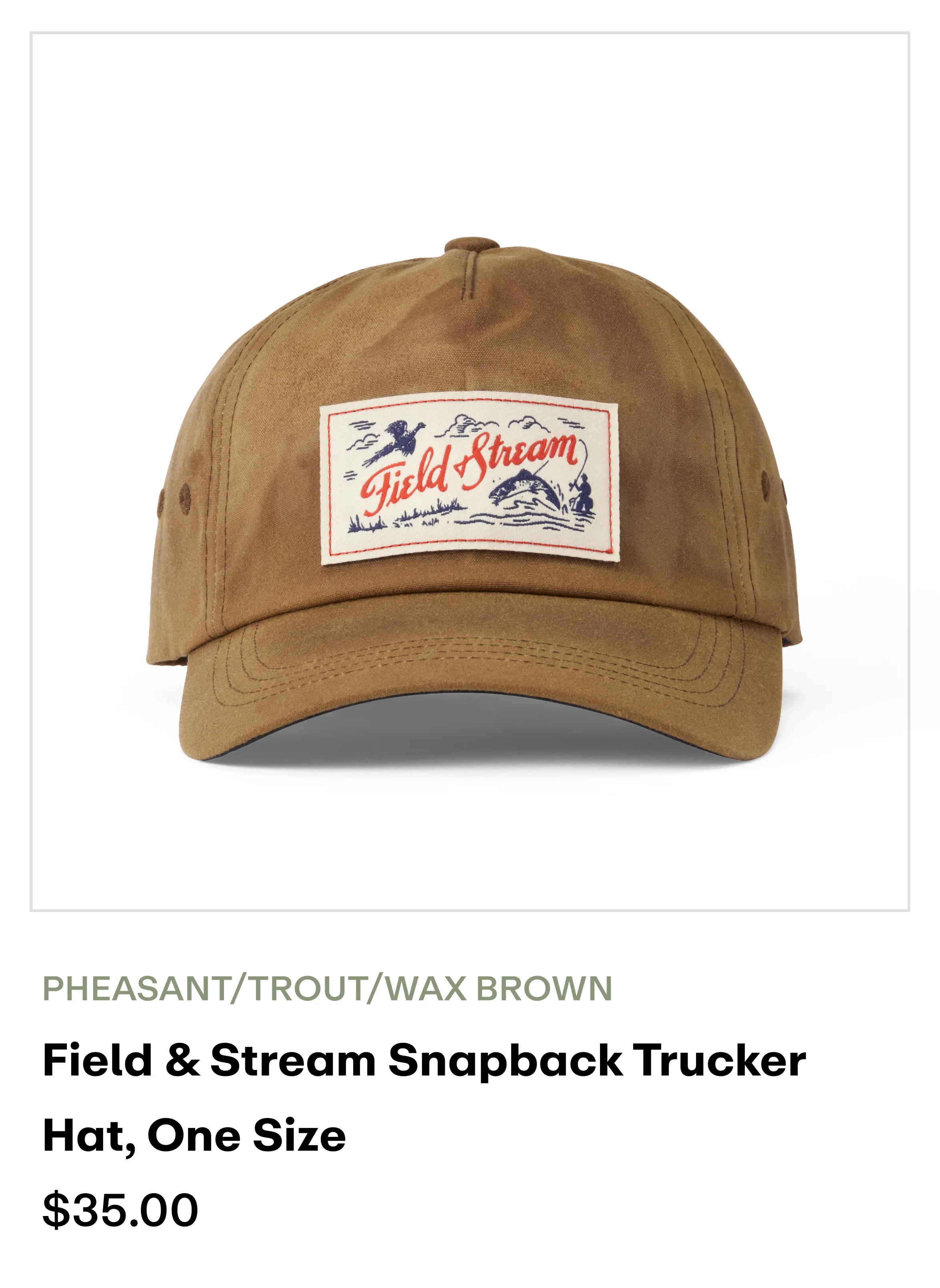 Amazon - Hat-PHEASANT/TROUT/WAX BROWN