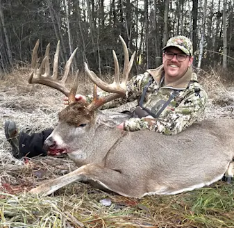 Alberta Hunter Nathan Dahl poses with a trophy whitetail buck. 