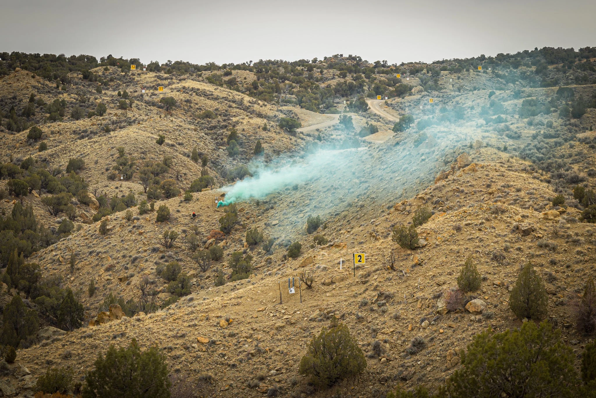 Smoke blowing through the desert.