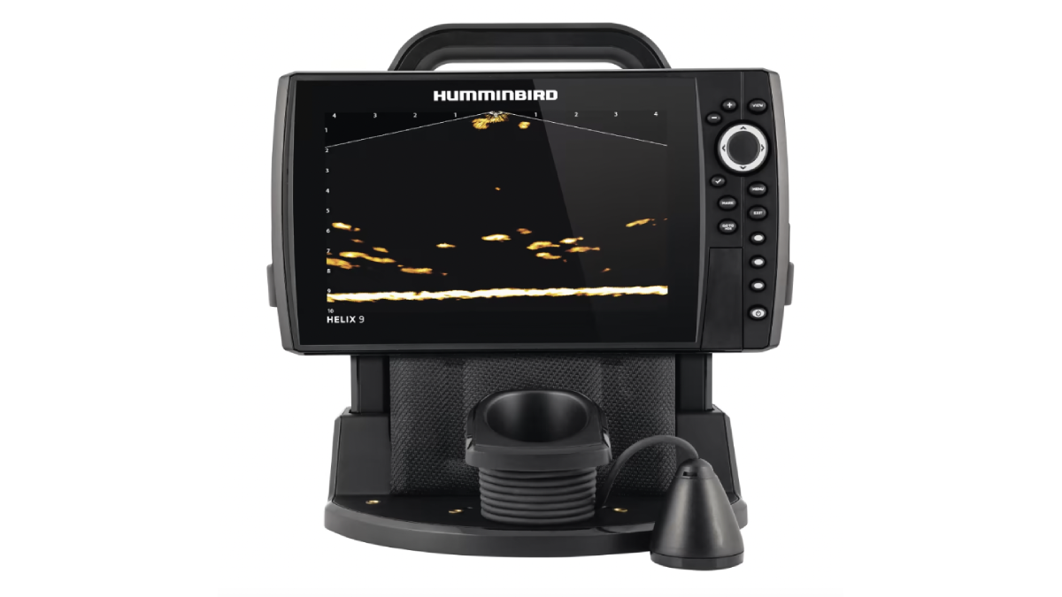 Humminbird Ice Helix 9 MSI+ GPS G4N Mega 360 Fish Finder Bundle on white background