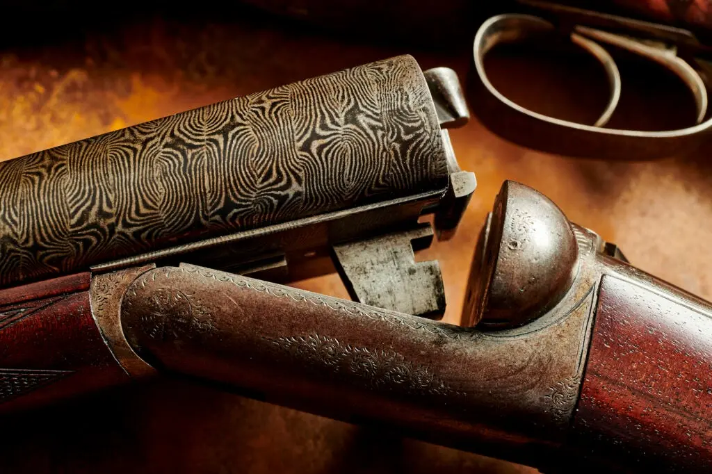 a photo of a Damascus double-barrel shotgun