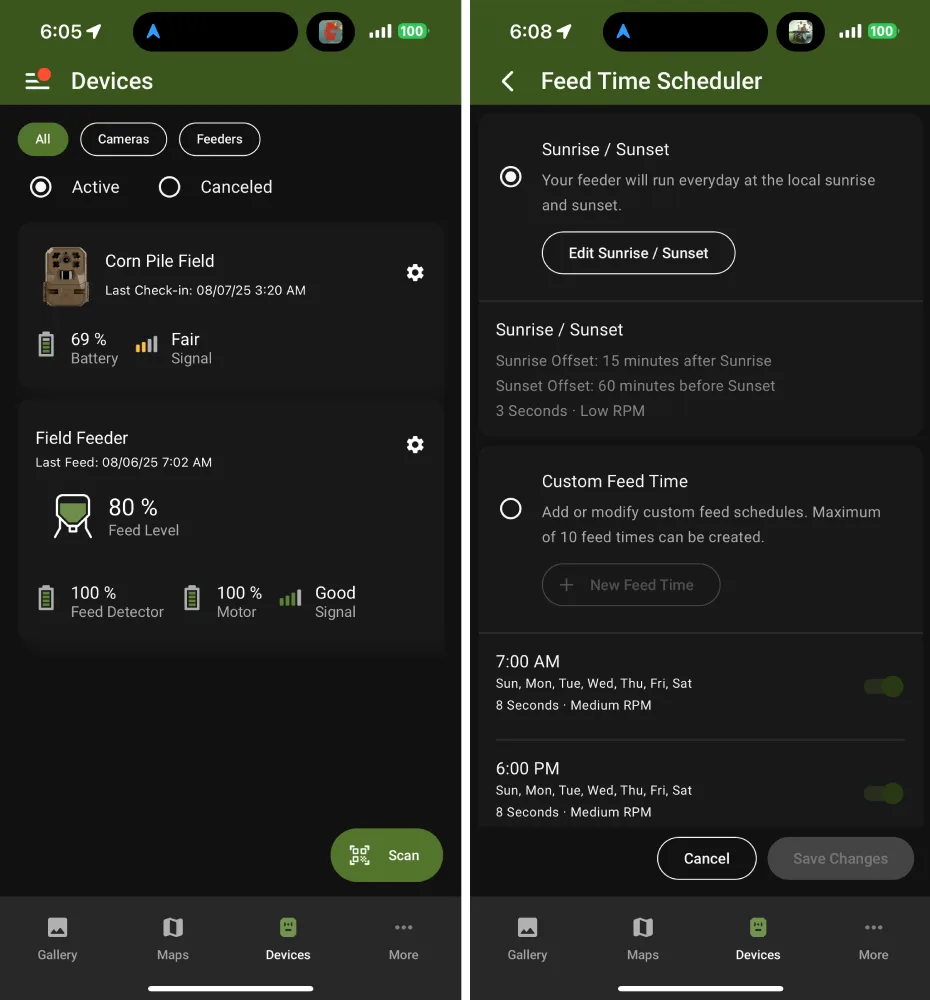 Moultrie Feeder App Screenshots