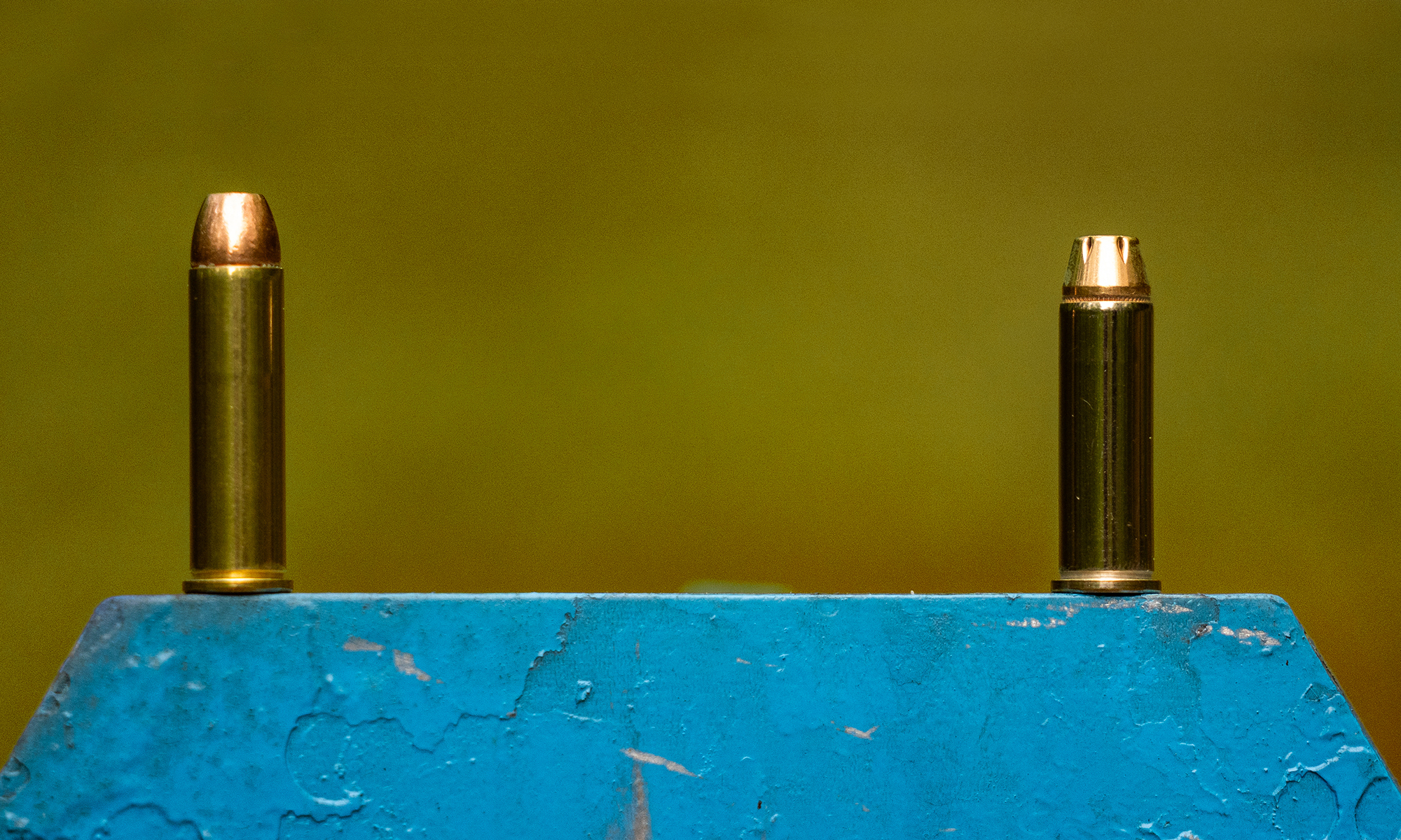 357 Magnum vs 38 Special rounds on a steel target. 