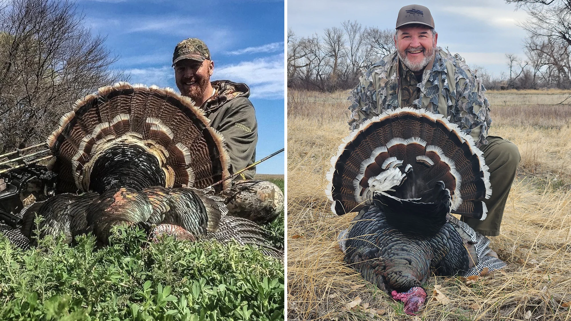 Turkey hunters Tim Clark and Dave Ciani show of a pair of spring gobblers. 