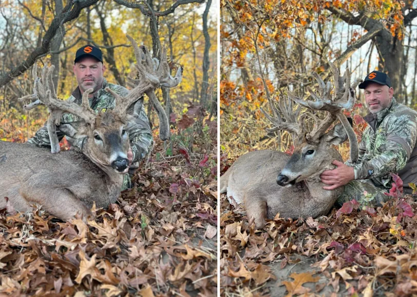 An Indiana hunter poses with a trophy whitetail.