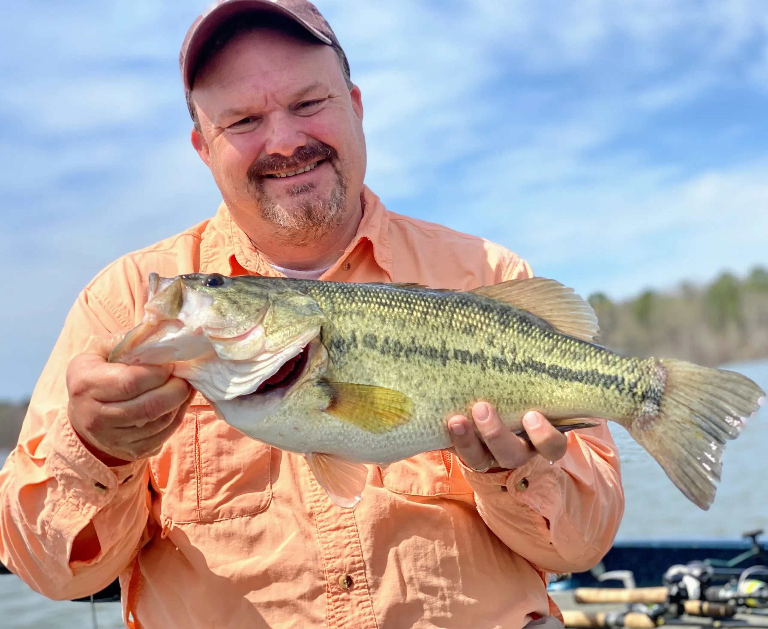 The author with a five pound largemouth bass caught in Central Arkansas.