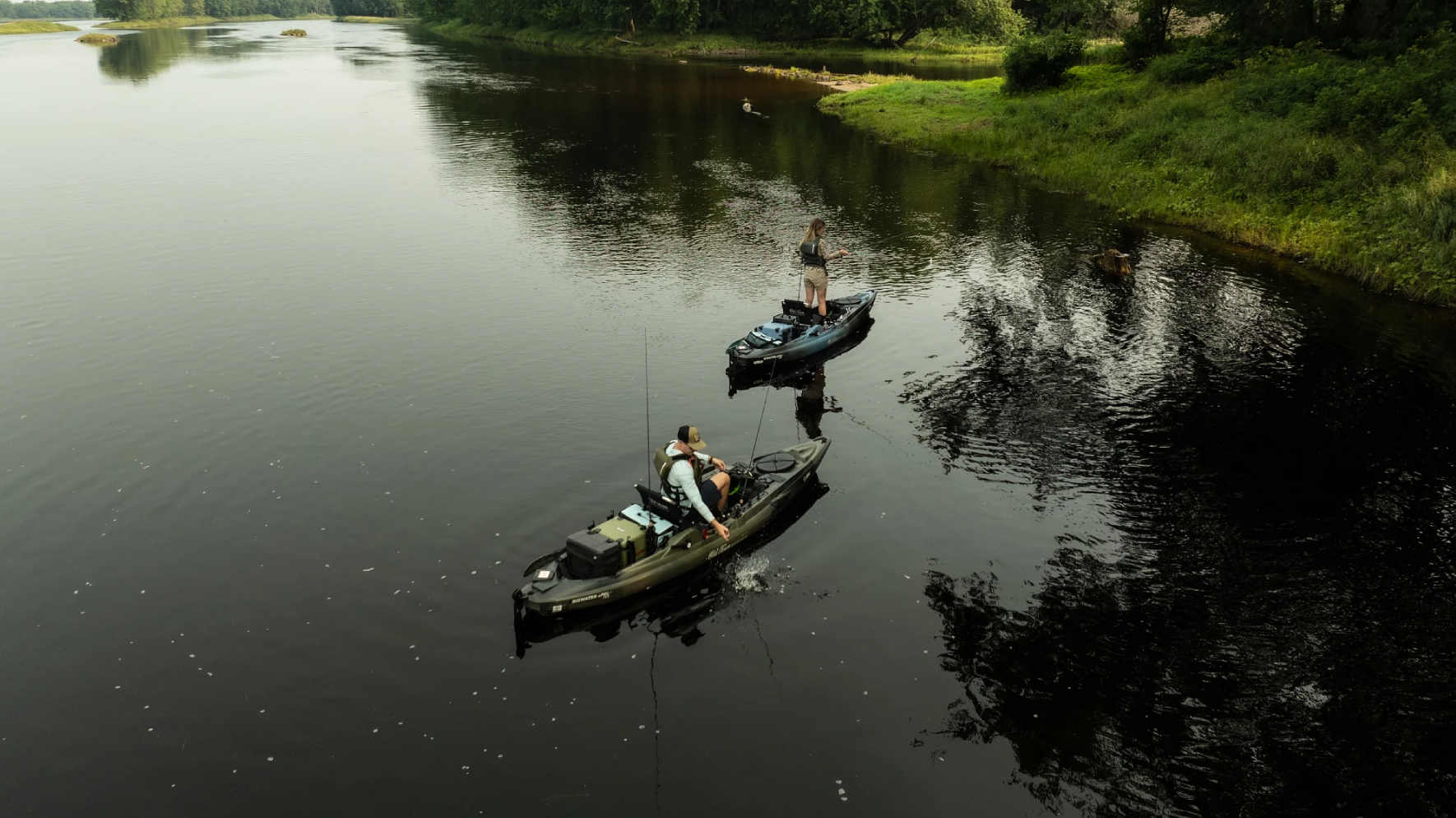 Old Town Sportsman ePDL+ 132 Fishing Kayaks on the Penobscot River